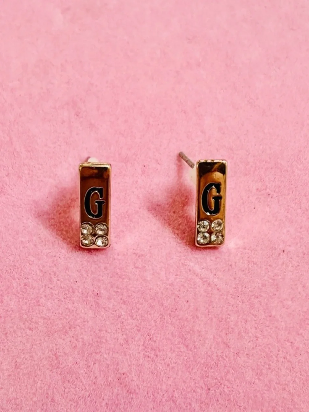 Gold Tone “G” Initial Stud Earrings